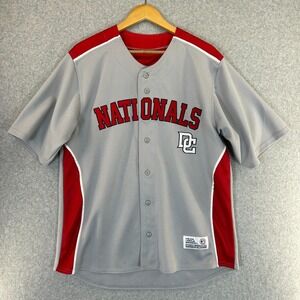 Dynasty Washington Nationals MLB DC Gray Red Baseball Jersey Mens Size Large